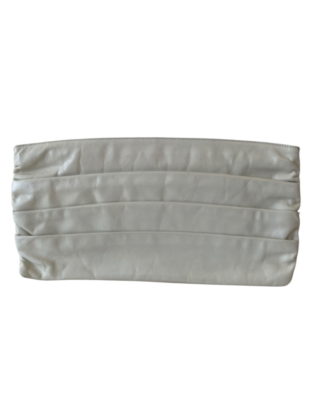 Hobo International Vintage 90s Y2K Cream Leather Pleated Clutch Paisley